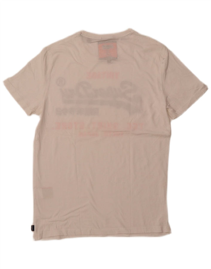 SUPERDRY Homme T-Shirt Graphique Haut Large Blanc Coton