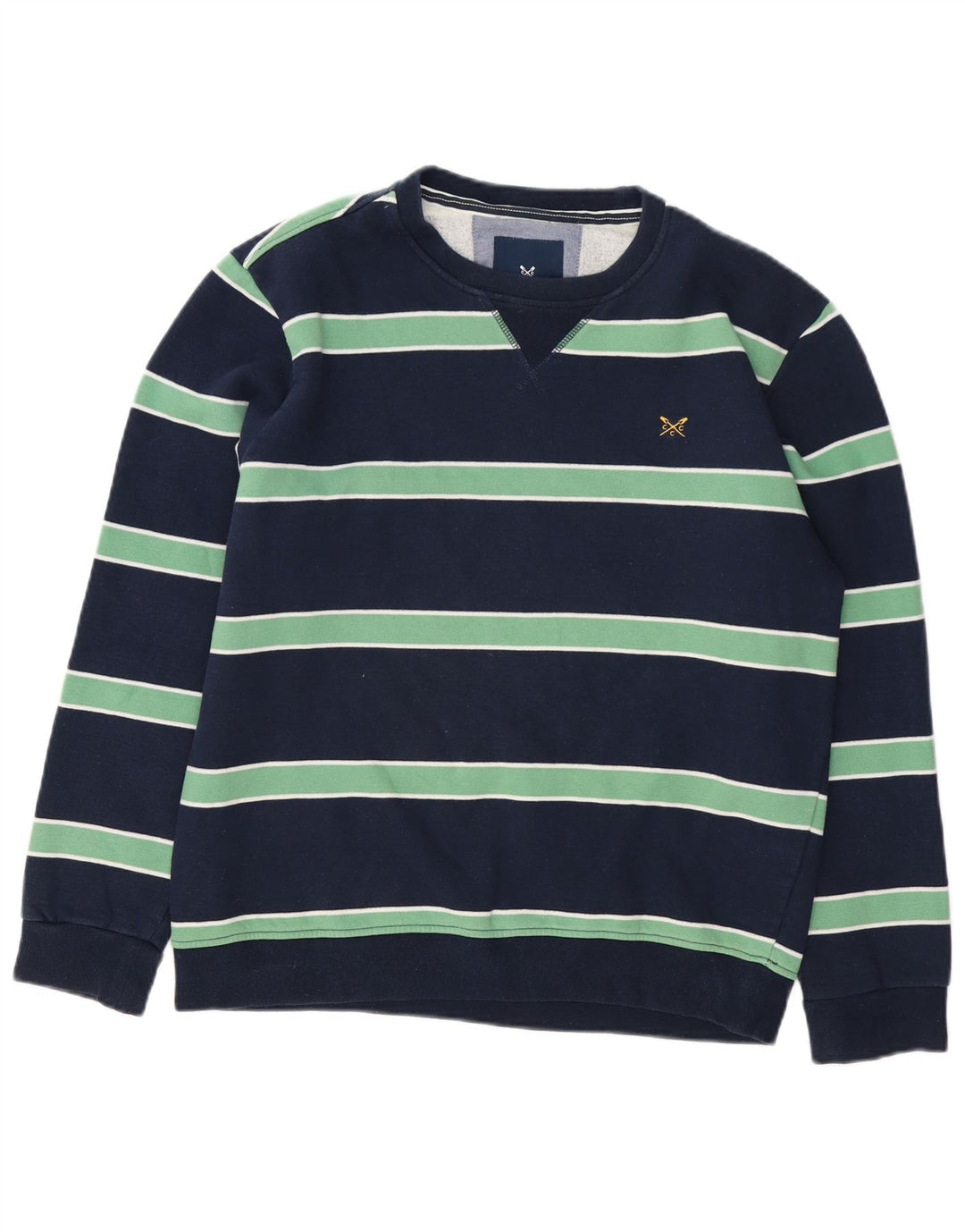 Crew Clothing Sweat-shirt pour homme en coton rayé bleu marine moyen