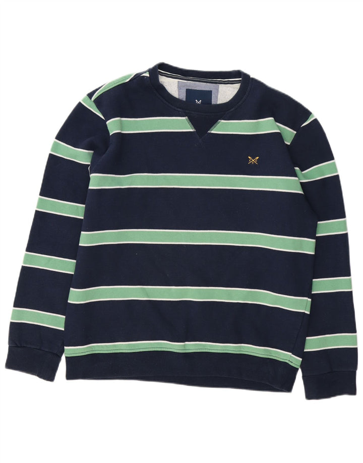Crew Clothing Sweat-shirt pour homme en coton rayé bleu marine moyen