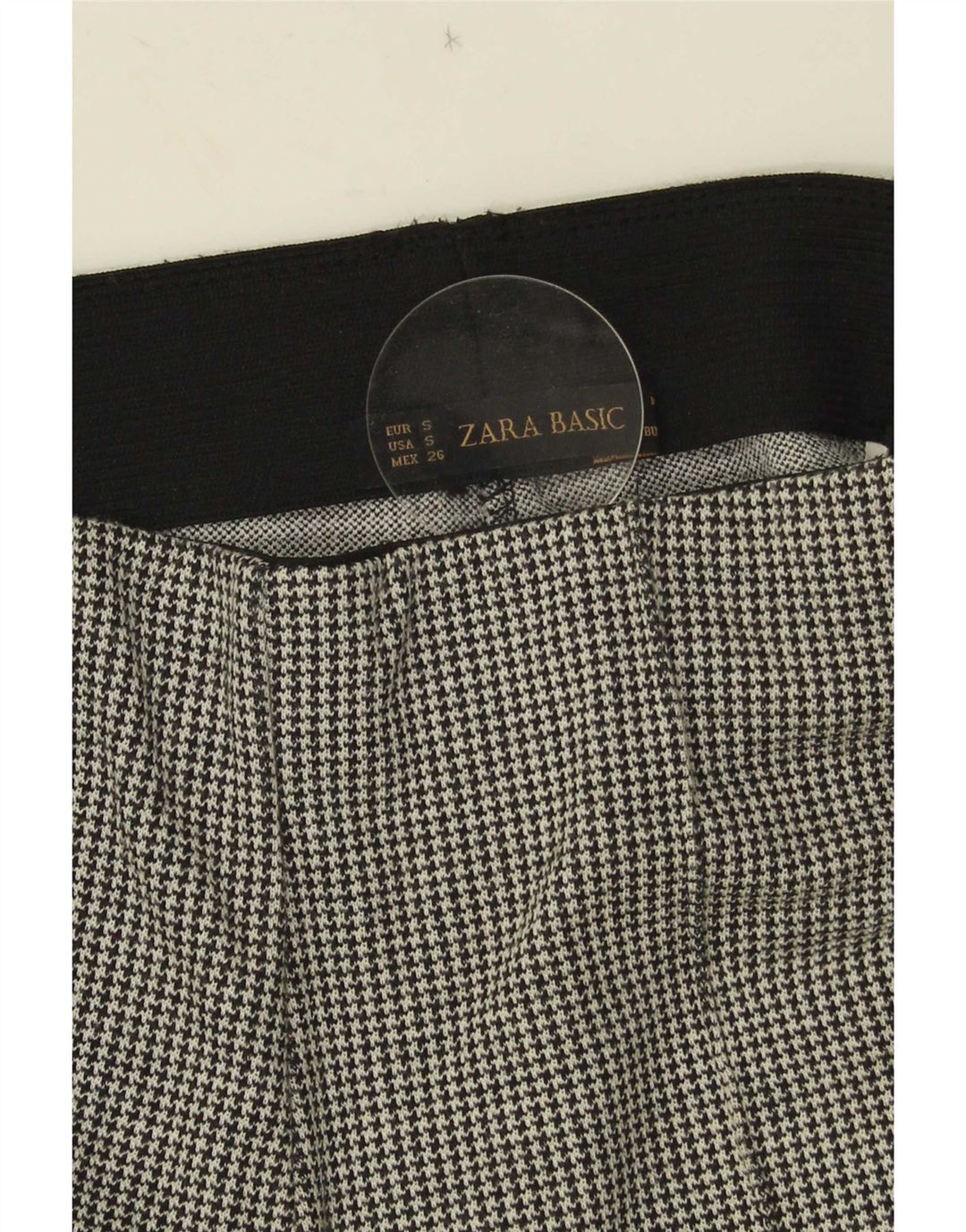 Zara Womens Stirrup Casual Trousers Small W26 L26 Grey Houndstooth