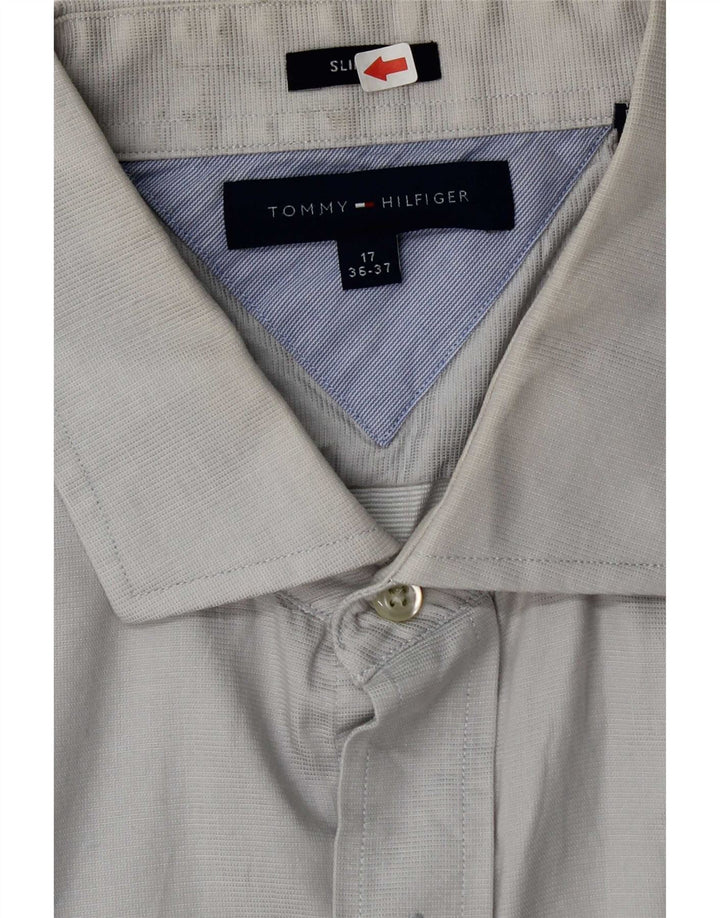 Tommy Hilfiger Chemise slim fit pour homme Taille 17 XL Gris