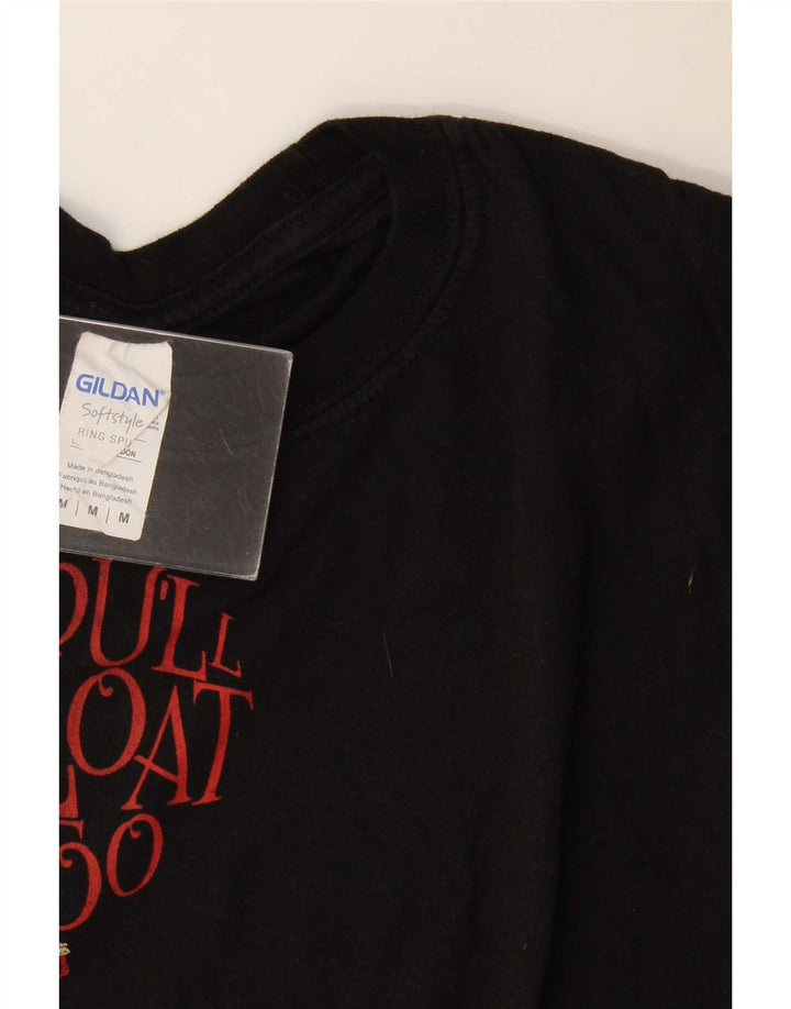 vintage Mens Regular Graphic T-Shirt Top Moyen Noir Coton