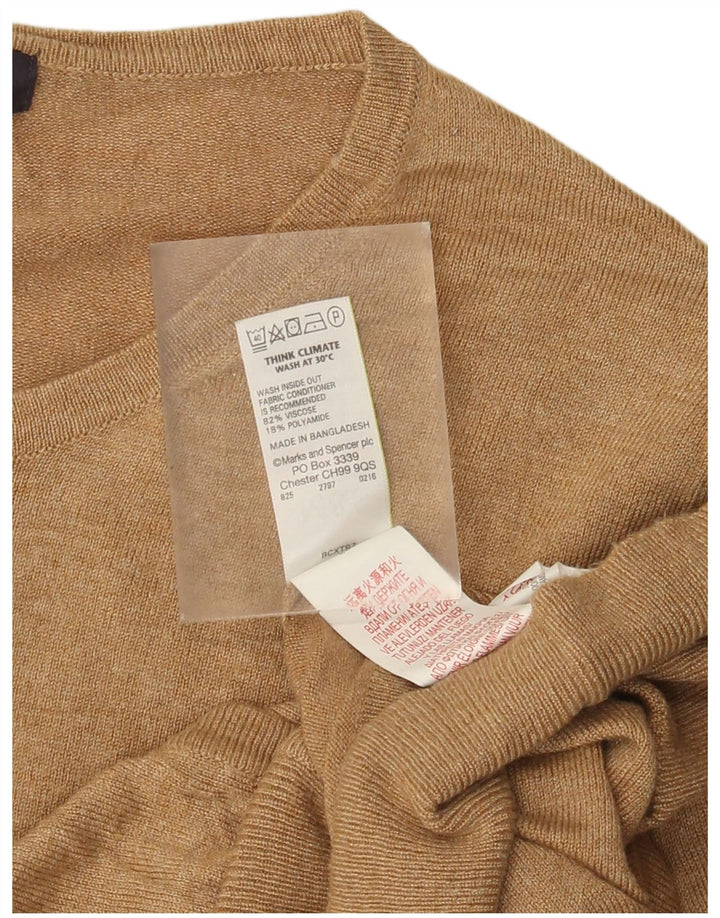 Marks & Spencer Pull Cardigan Femme UK 14 Large Beige Viscose