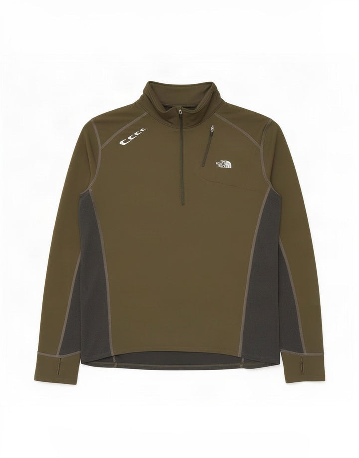 The North Face Haut de survêtement à col zippé pour hommes, grand color block kaki