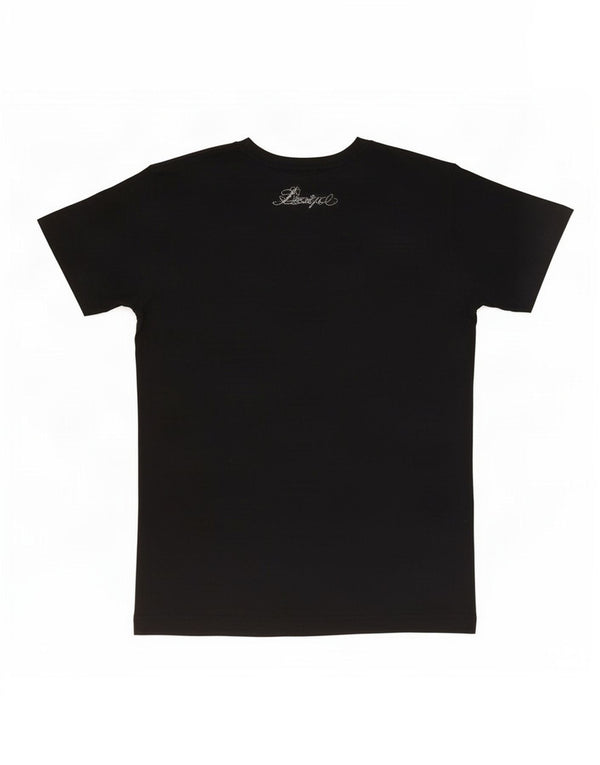 Desigual T-shirt graphique pour femme UK 14 Large Noir Viscose