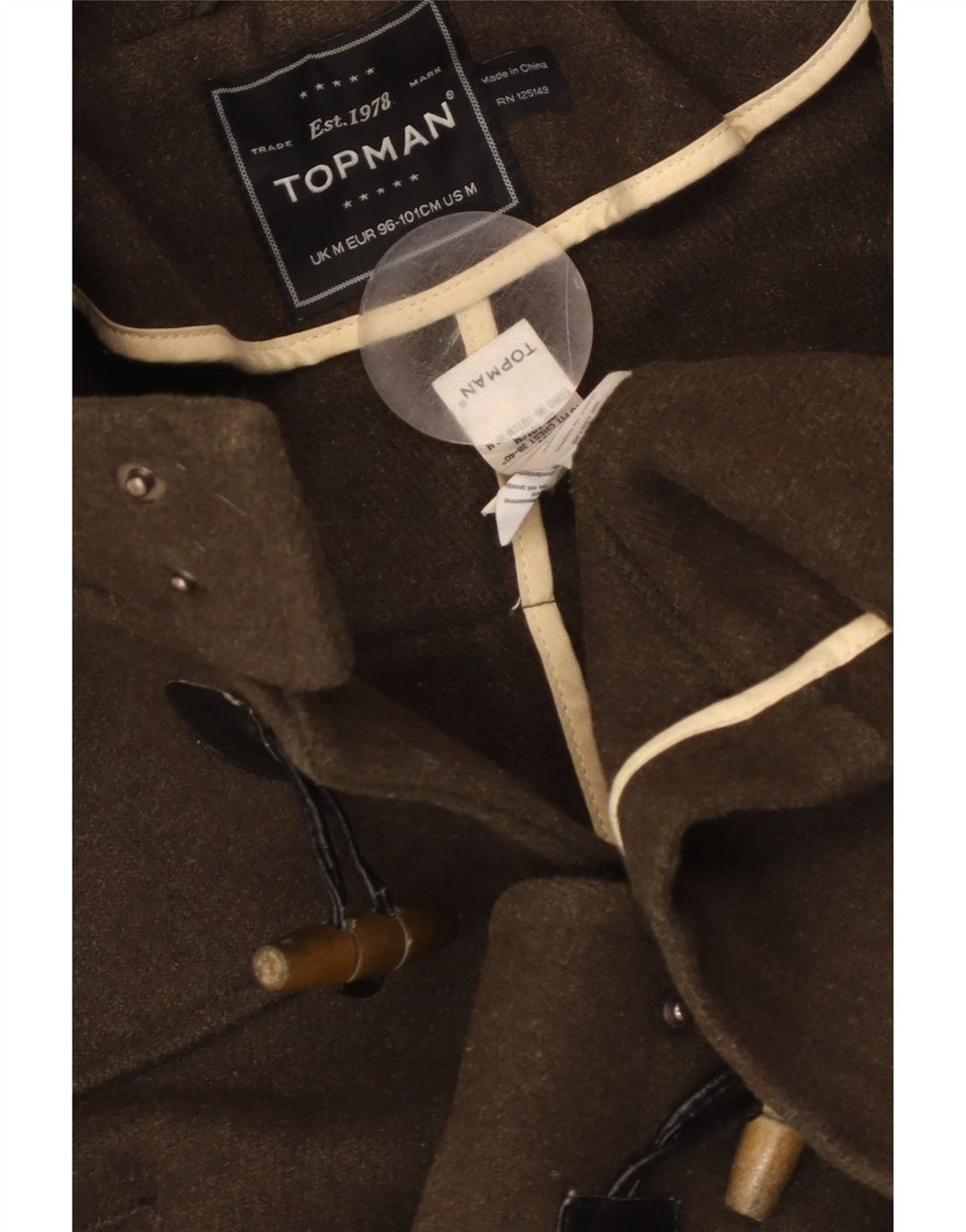 TOPMAN Duffle-coat à capuche pour homme UK 38 Laine marron moyen