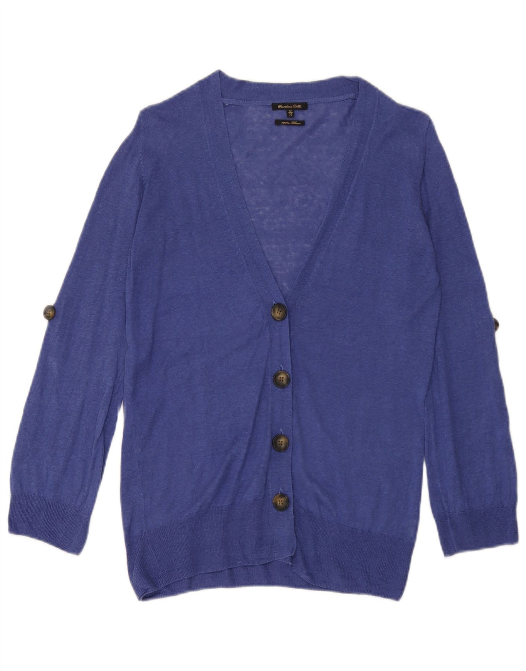 Massimo Dutti Cardigan pour femme en lin bleu moyen UK 12