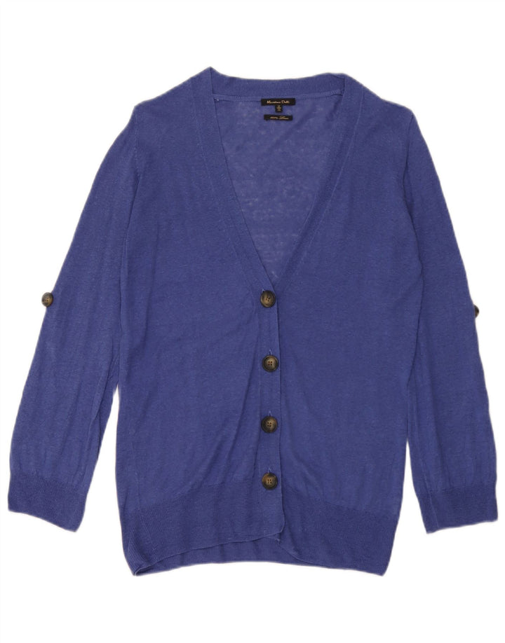 Massimo Dutti Cardigan pour femme en lin bleu moyen UK 12