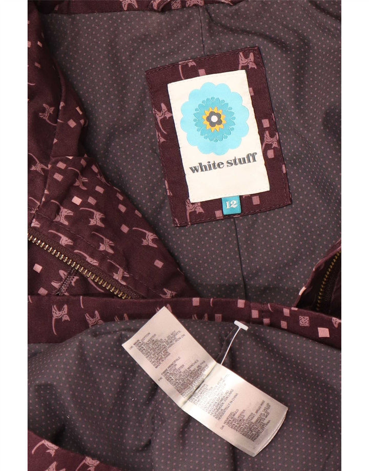 Imperméable à motif abstrait White Stuff pour femme UK 12 Chat bordeaux moyen