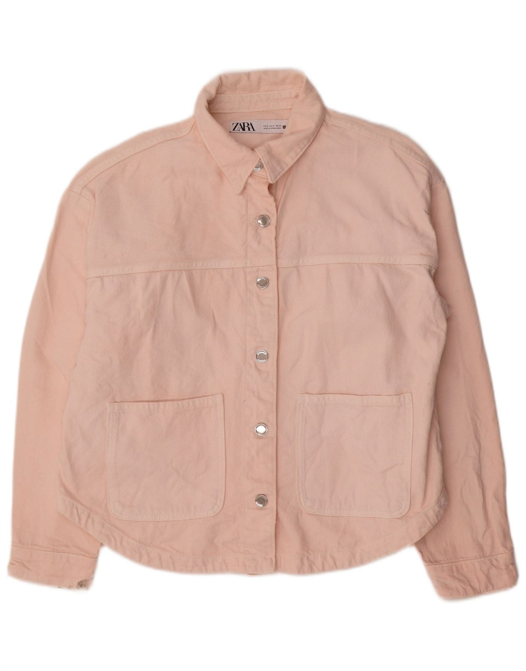 Zara Veste en jean surdimensionnée pour femme UK 10 Petit coton rose