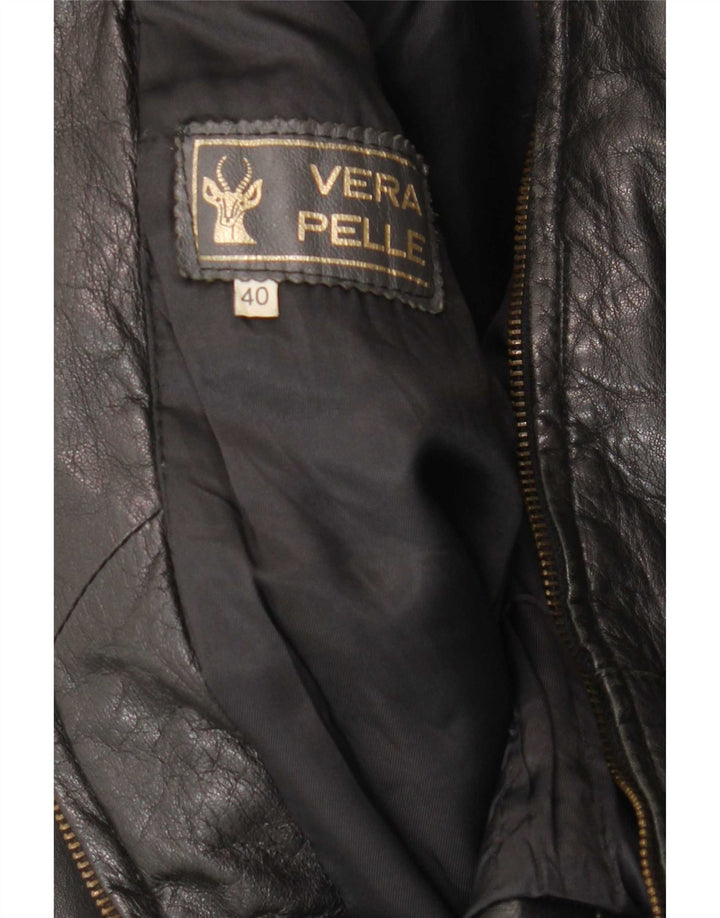 veste en cuir coupe ample femme vintage IT 40 Petit Noir