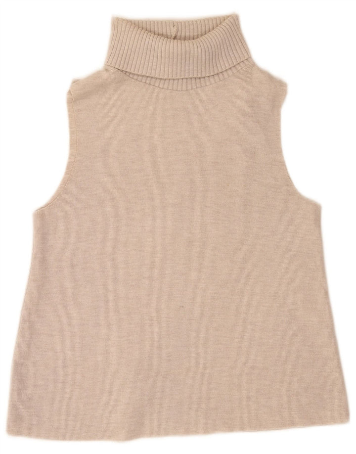Zara Débardeur à col roulé pour femme UK 12 Beige moyen