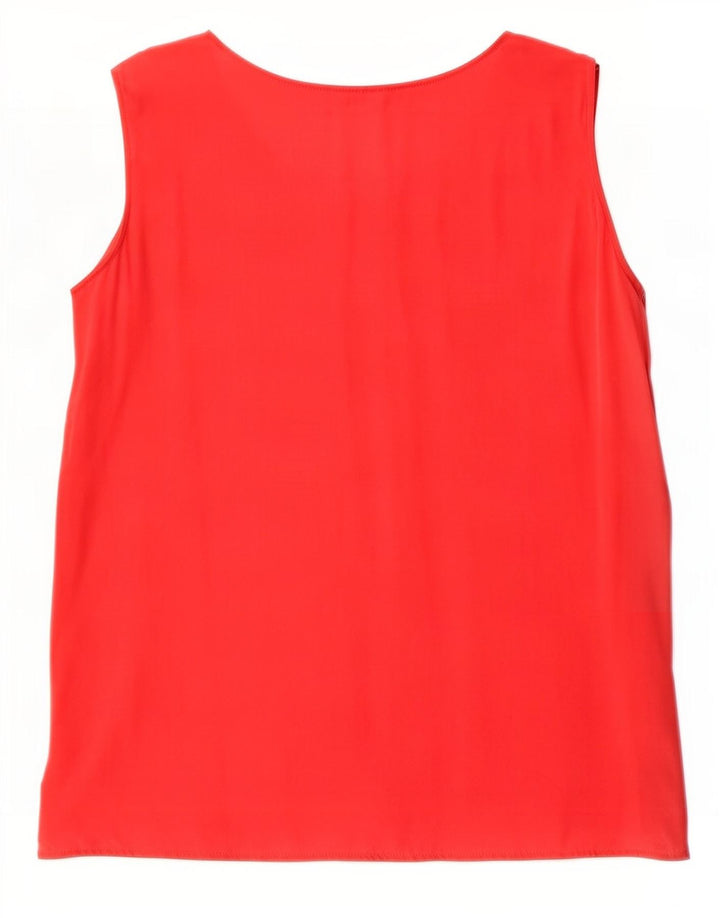 ELENA MIRO Chemisier sans manches pour femme UK 16 Grande soie rouge