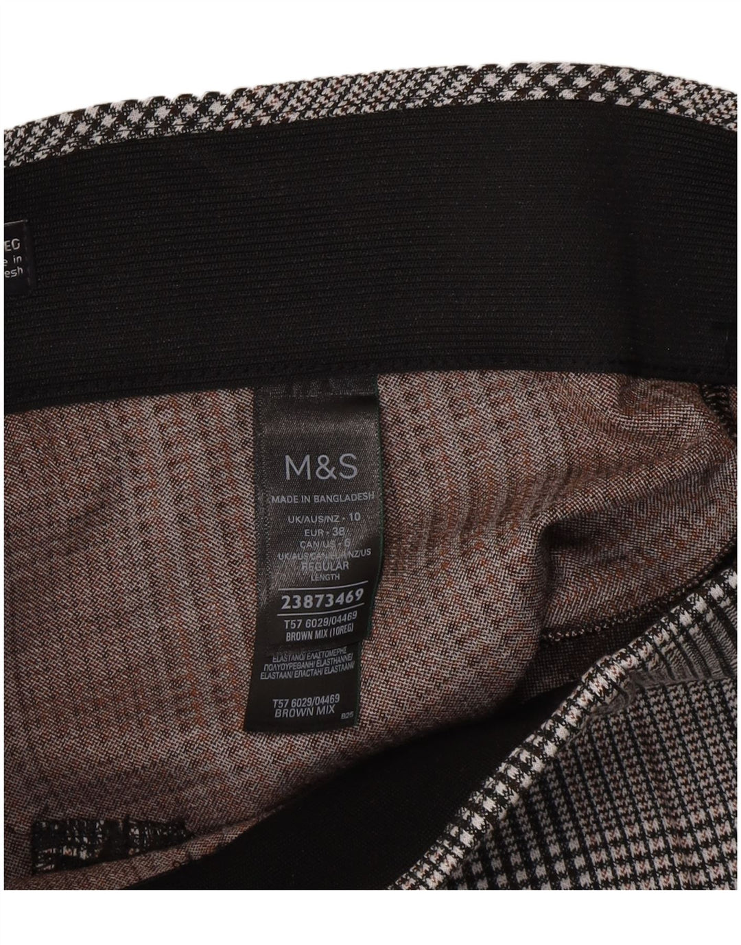 Marks & Spencer Leggings Femme UK 10 Petit Gris Pied-de-Poule Polyester