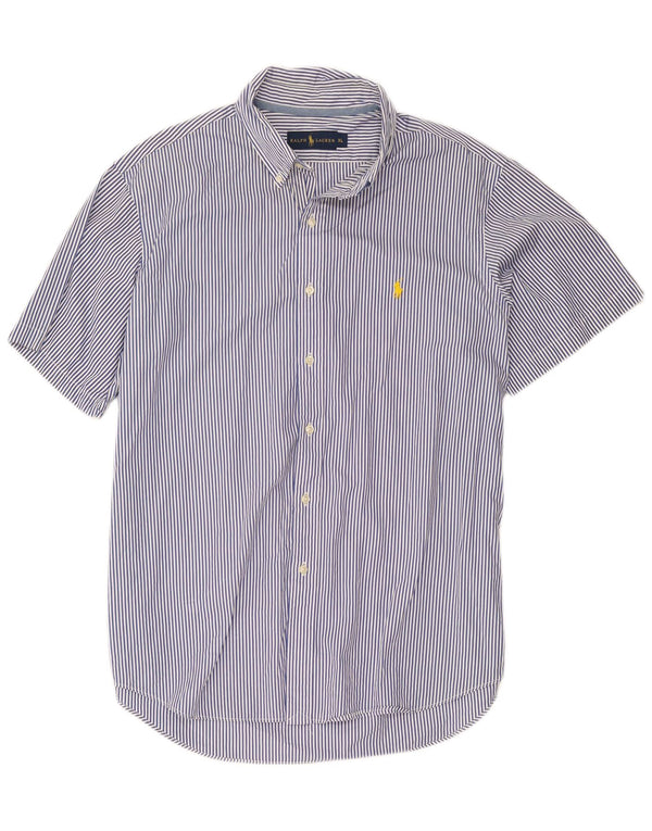 Ralph Lauren Chemise à manches courtes pour homme XL en coton rayé bleu