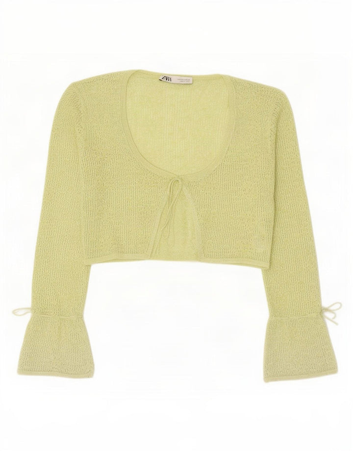 Zara Womens Crop Cardigan Top UK 12 Polyester Vert Moyen