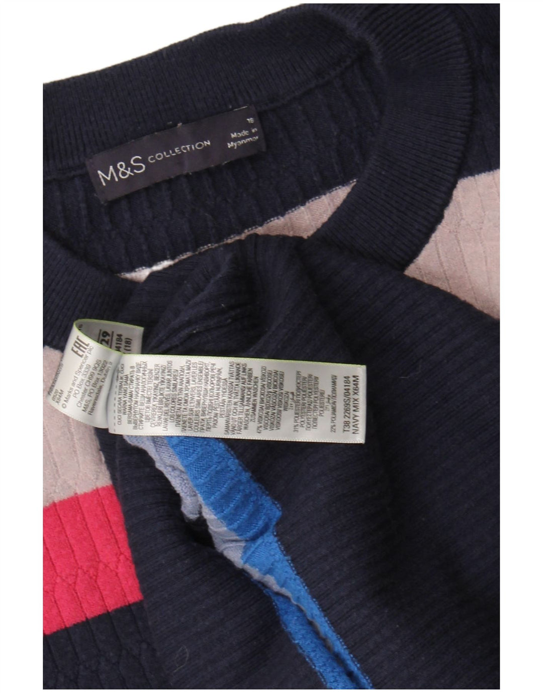 Marks & Spencer Pull ras du cou pour femme UK 18 XL Multicolore