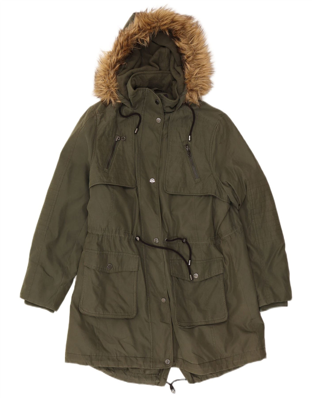 Marks & Spencer Veste Parka à capuche pour femme UK 16 Large Kaki Polyester