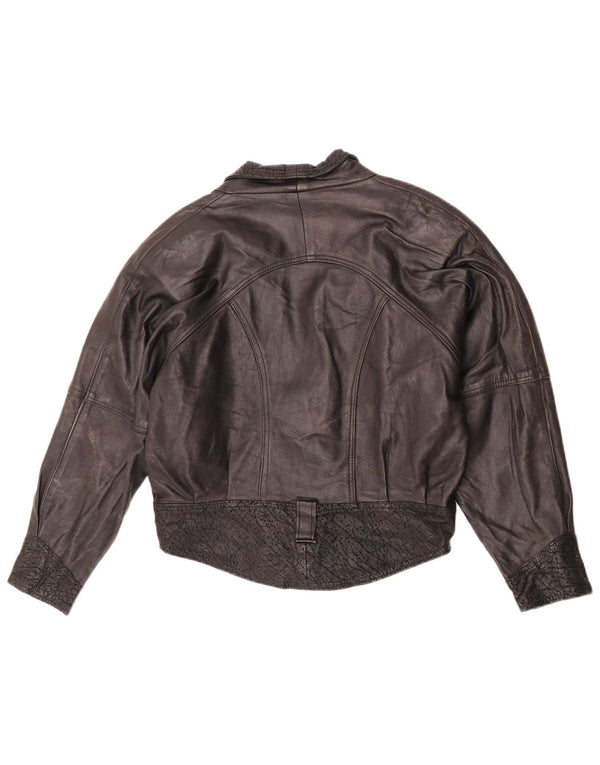 Lee Veste en cuir surdimensionnée pour femme UK 10 Petit cuir noir