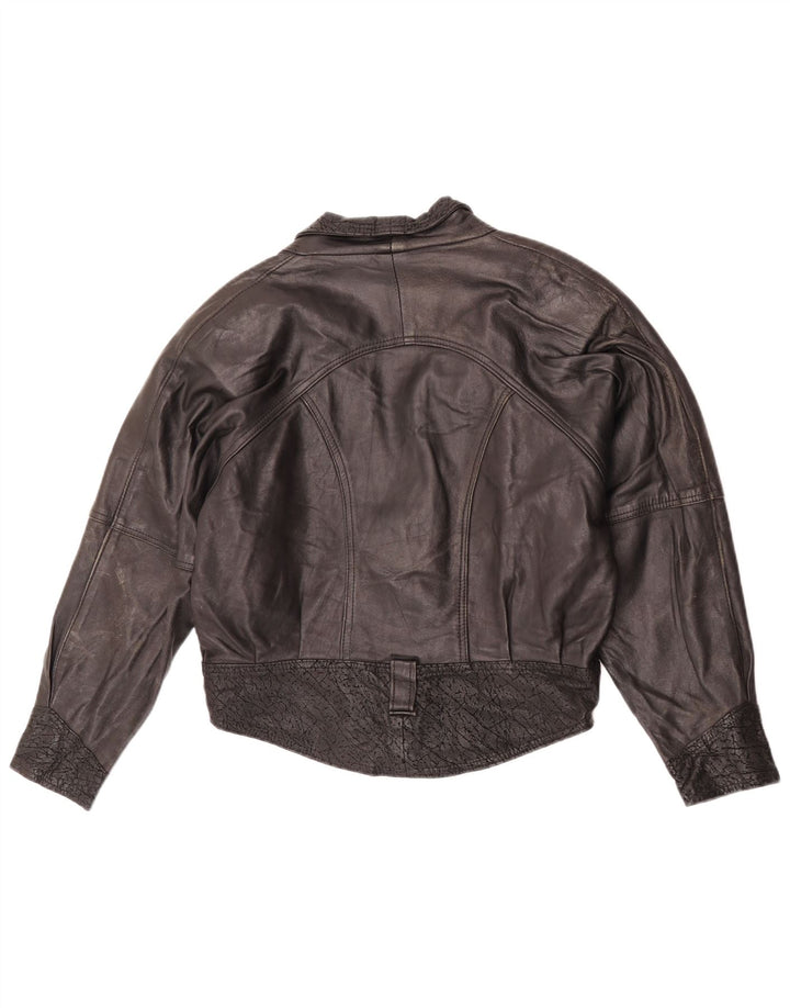 Lee Veste en cuir surdimensionnée pour femme UK 10 Petit cuir noir