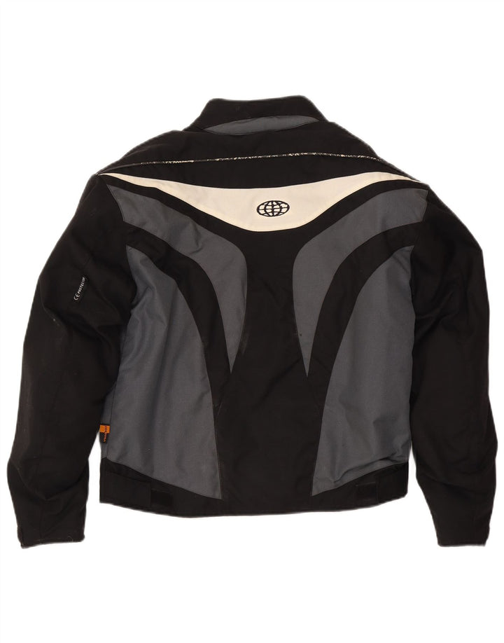 vintage Mens Racer Jacket UK 36 Petit Noir Colourblock Polyamide