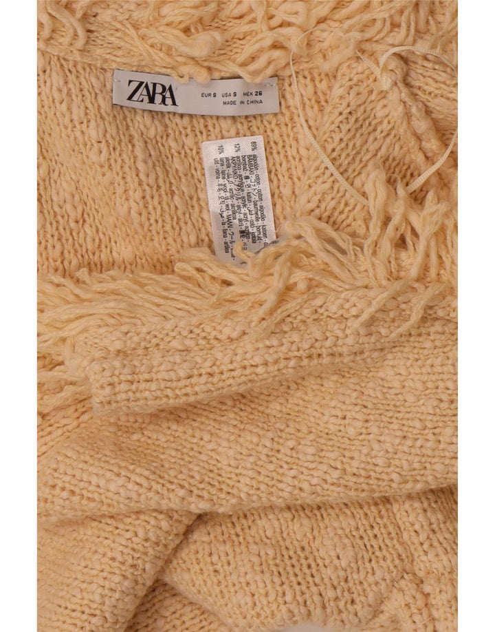 Zara Femme Cardigan Ouvert Pull Petit Blanc Cassé Coton