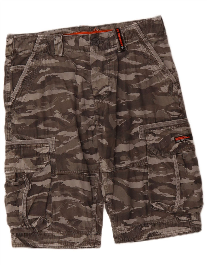 SUPERDRY Short Cargo Homme W31 Kaki Moyen Camouflage Coton