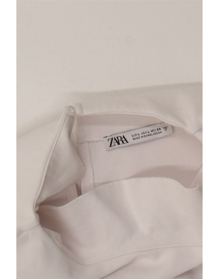 Zara Chemisier court sans manches pour femme UK 14 Large Blanc