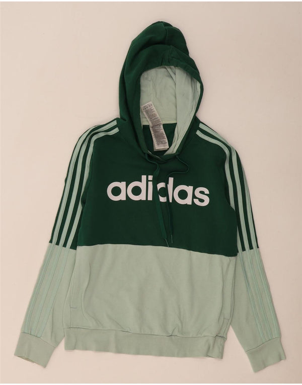 Adidas Pull à capuche graphique surdimensionné pour femme UK 10 Petit Vert Colorblock