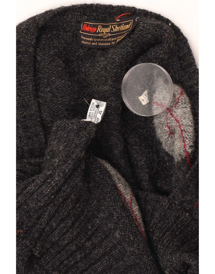 Rodrigo Pull col V pour homme en laine gris à losanges/diamants