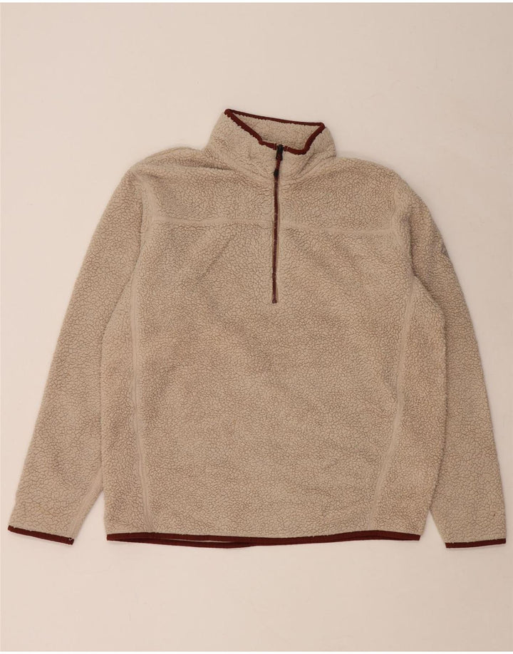 Eddie Bauer Pull polaire à col zippé pour homme Large Beige Polyester