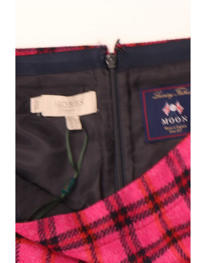 Hobbs Mini-jupe femme UK 14 Large laine à carreaux rose