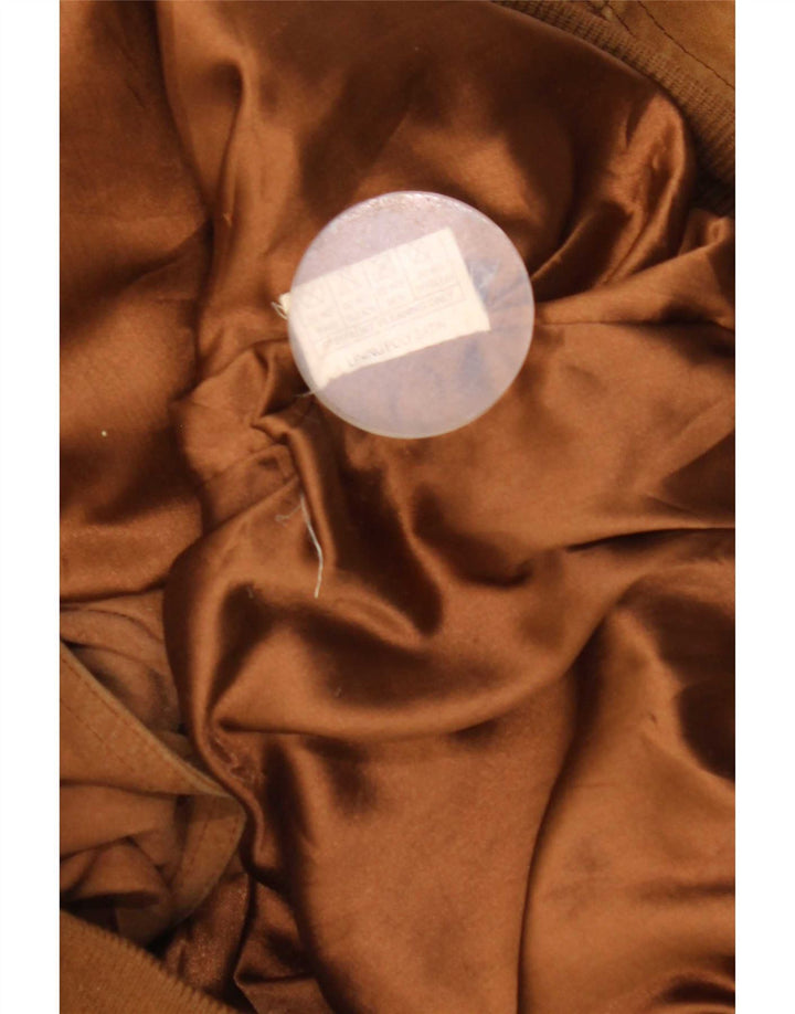 vintage Mens Suede Bomber Jacket UK 42 XL Cuir Marron