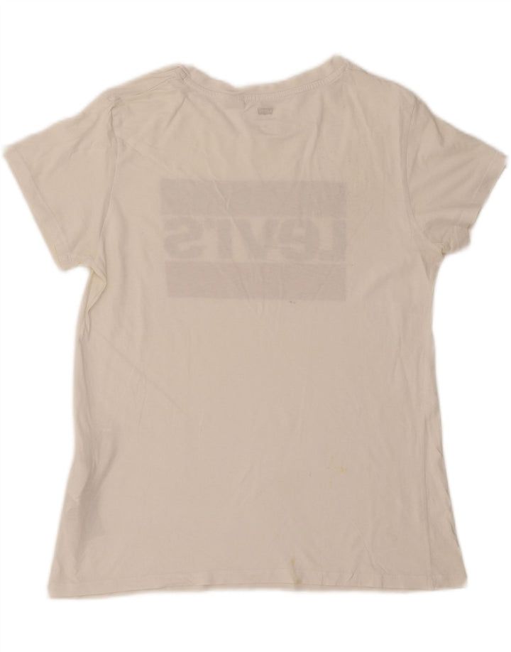 LEVI'S Womens Graphic T-Shirt Top UK 14 Medium White Cotton Vintage Levi's and Second-Hand Levi's from Messina Hembry 
