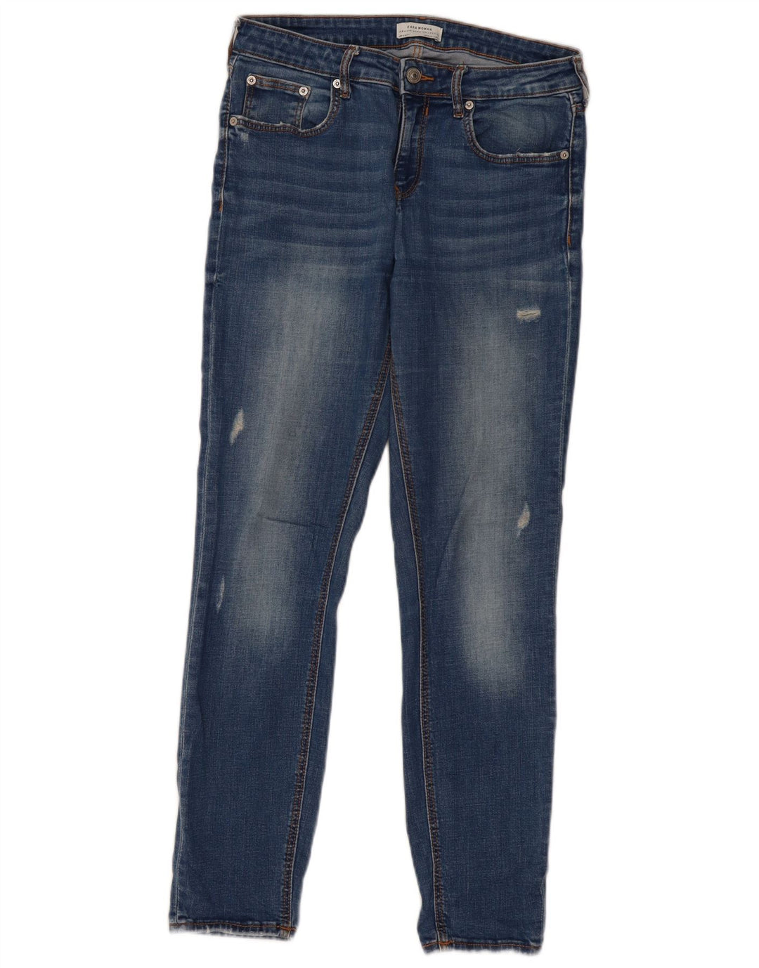 ZARA Jean slim vieilli pour femme EU 38 Small W28 L28 Bleu