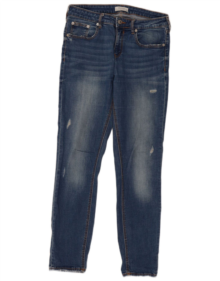 ZARA Jean slim vieilli pour femme EU 38 Small W28 L28 Bleu