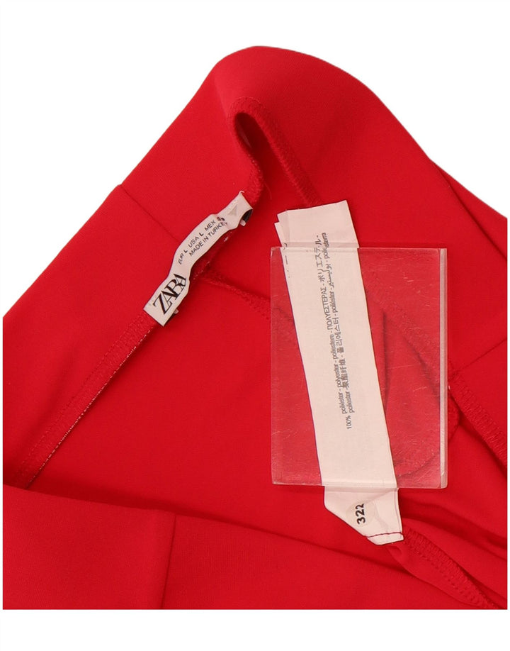 Zara Pantalon décontracté évasé pour femme Large W30 L32 Rose Polyester