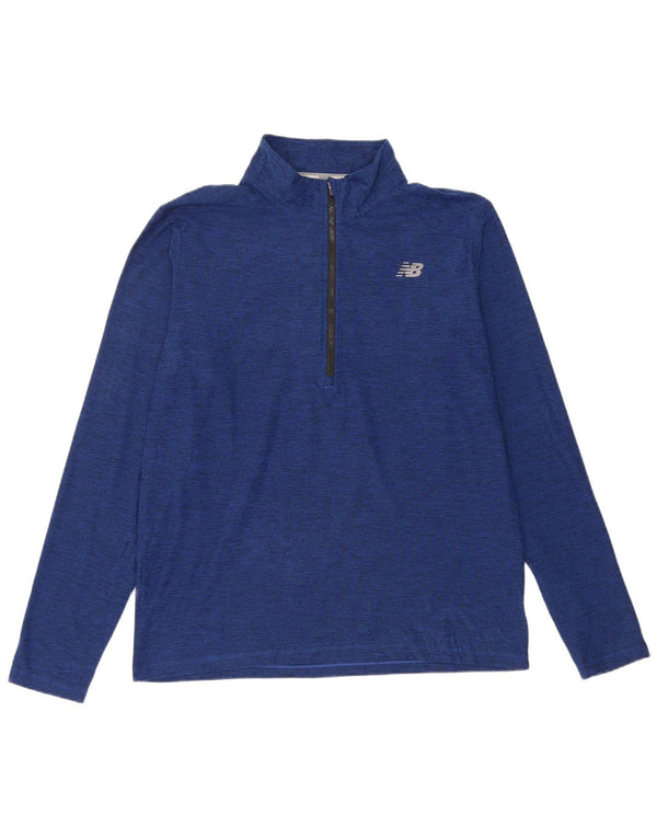 New Balance Haut de survêtement à col zippé pour hommes, grand bleu moucheté