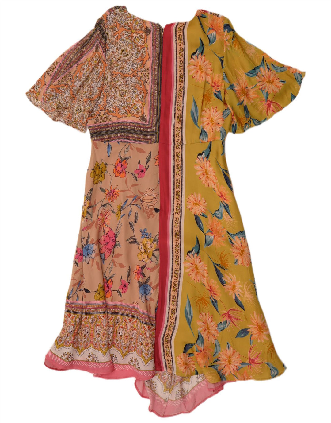 MONSOON Robe asymétrique pour femme UK 44 Grand patchwork multicolore