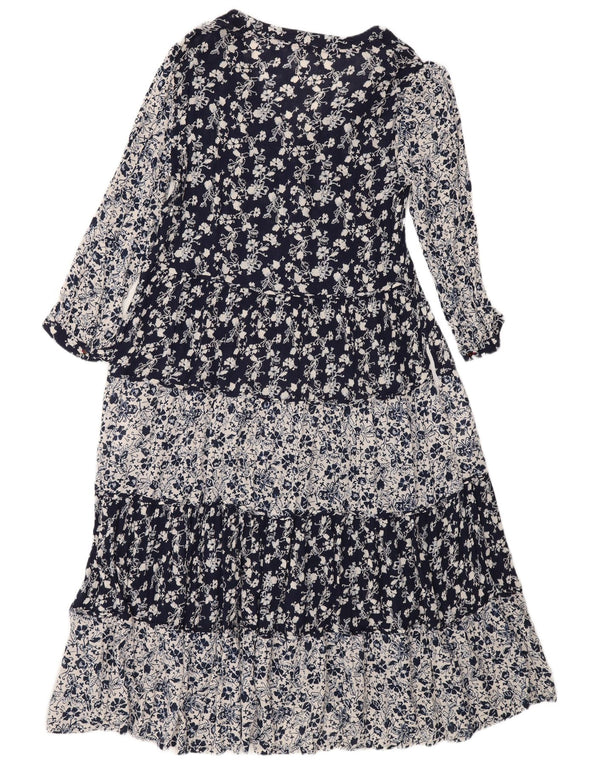 Robe Maxi à Volants White Stuff Femme UK 44 Grande Viscose Florale Bleu Marine