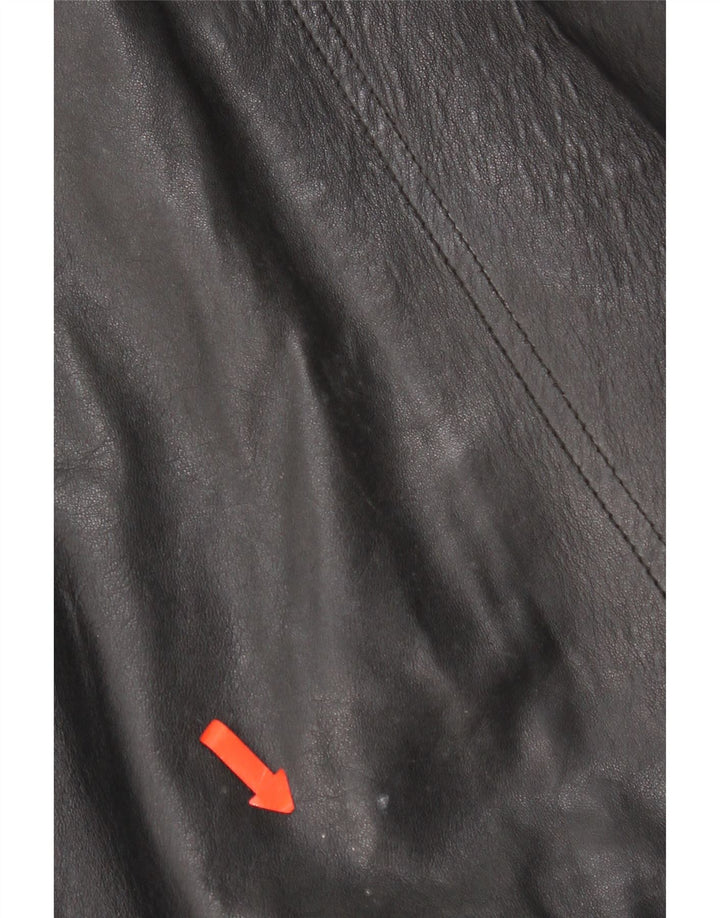 veste en cuir femme vintage UK 16 Grand cuir noir