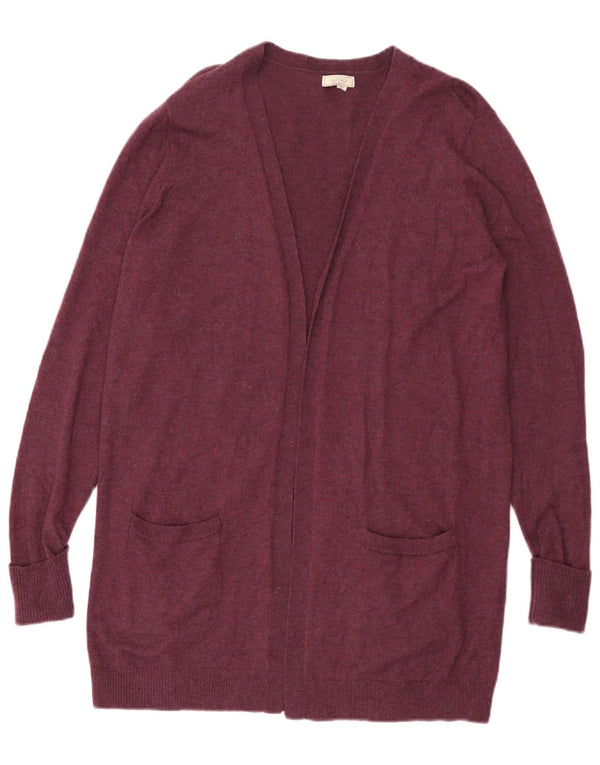 Fat Face Cardigan ouvert long pour femme en laine violette Taille 44