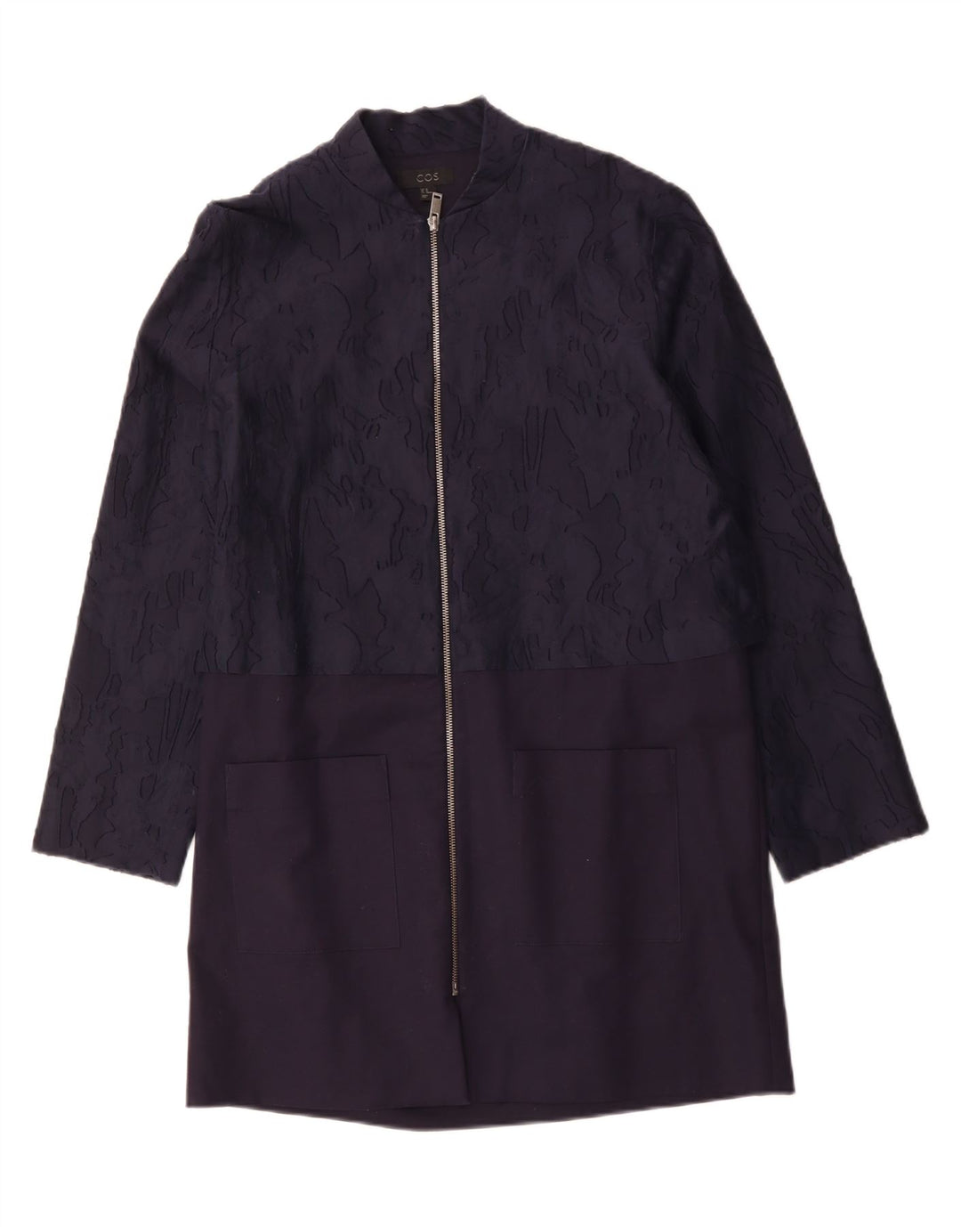 COS Manteau Femme EU 40 Moyen Marine Bleu Camouflage Coton