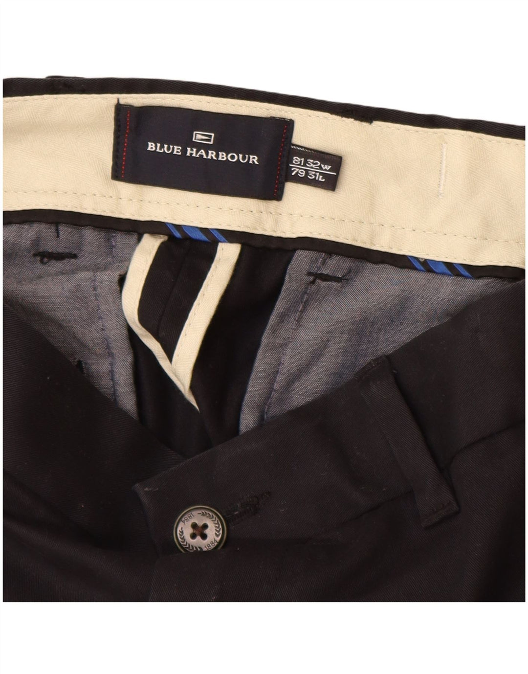 Marks & Spencer Pantalon Chino Blue Harbor Homme W32 L31 Bleu Marine