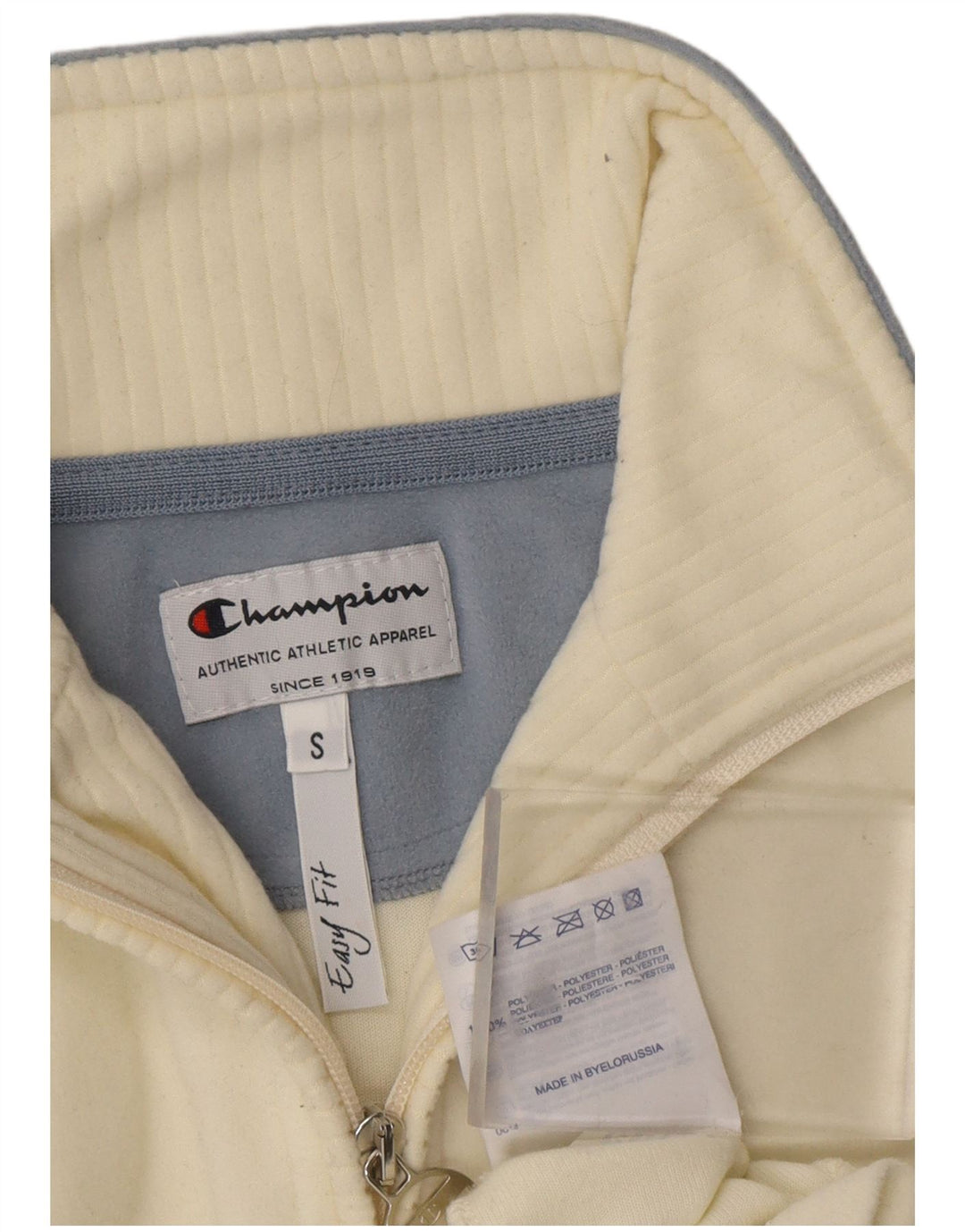 CHAMPION Pull polaire à col zippé pour femme, coupe facile, UK 10, petit, blanc cassé