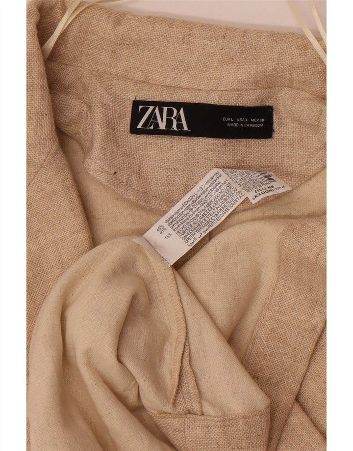 Zara Manteau surdimensionné pour femme UK 16 Large Beige Viscose