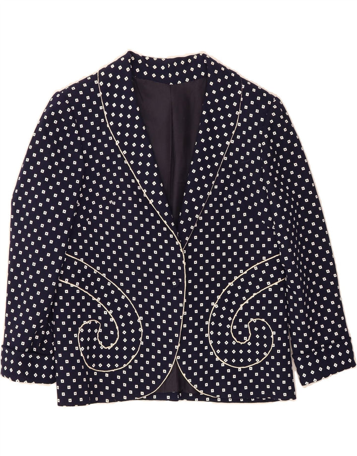 VINTAGE Womens 1 Button 2 Piece Set UK 16 Large Navy Blue Spotted Vintage Vintage and Second-Hand Vintage from Messina Hembry 