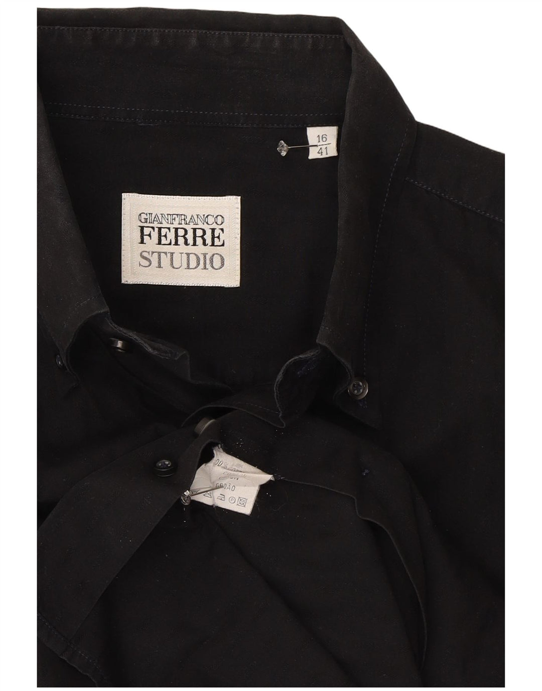 Gianfranco Ferre Chemise Homme Taille 41 16 Grand Coton Noir