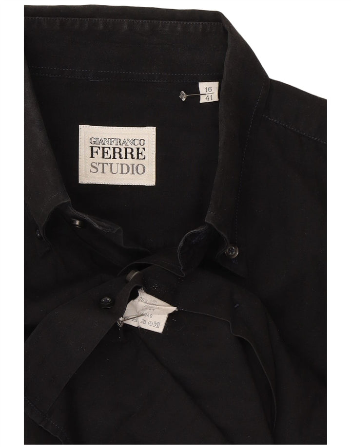 Gianfranco Ferre Chemise Homme Taille 41 16 Grand Coton Noir