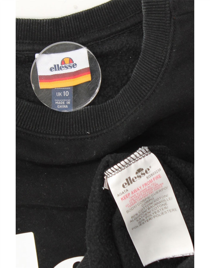 ELLESSE Sweat-shirt graphique surdimensionné pour femme UK 10 Small Noir